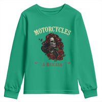 Skeleton Motorcycle Biker Youth Sweatshirt Motorcycles And Mascara Roses - Wonder Print Shop