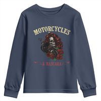 Skeleton Motorcycle Biker Youth Sweatshirt Motorcycles And Mascara Roses - Wonder Print Shop