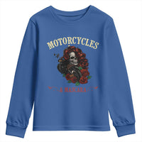 Skeleton Motorcycle Biker Youth Sweatshirt Motorcycles And Mascara Roses - Wonder Print Shop