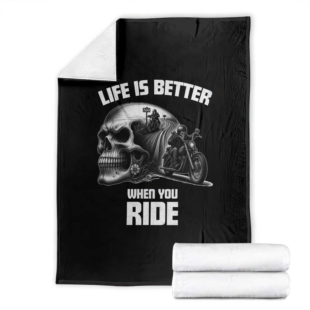 Funny Biker Skeleton Motorcycle Rider Throw Blanket Life Is Better When You Ride - Wonder Print Shop
