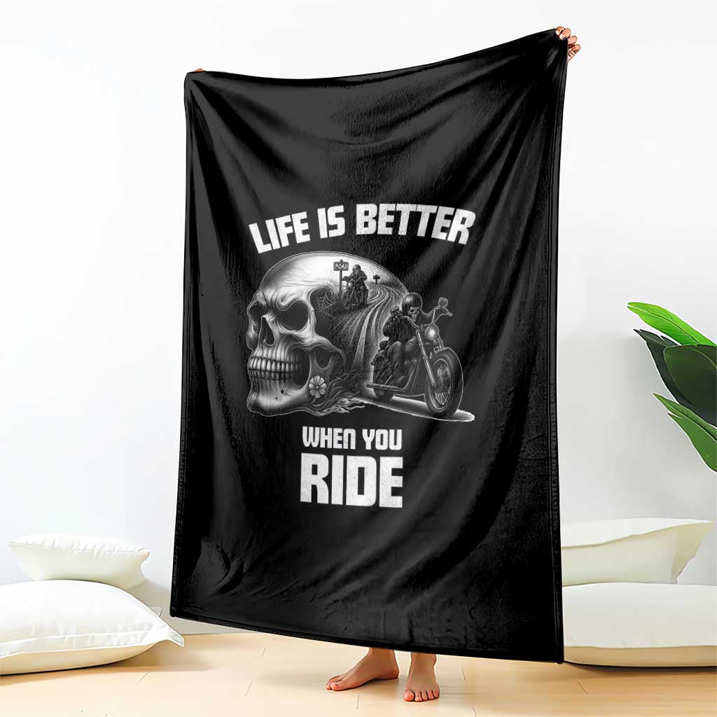 Funny Biker Skeleton Motorcycle Rider Throw Blanket Life Is Better When You Ride - Wonder Print Shop