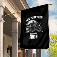 Funny Biker Skeleton Motorcycle Rider Garden Flag Life Is Better When You Ride - Wonder Print Shop