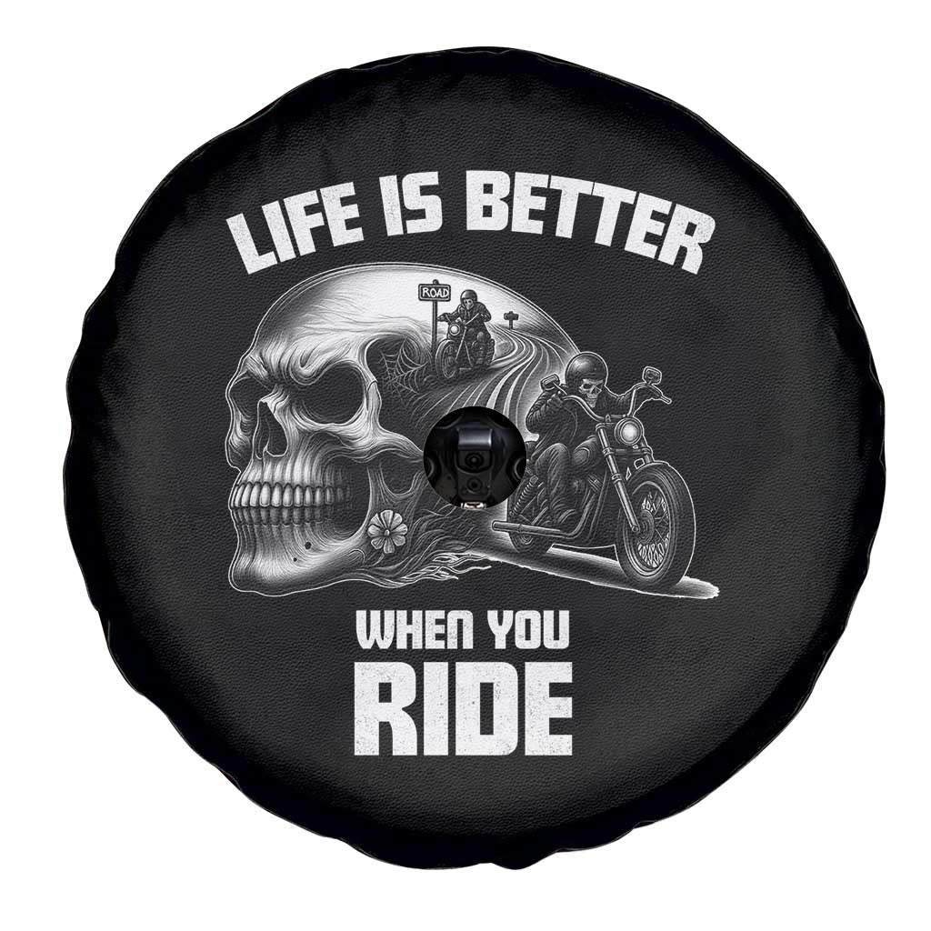 Funny Biker Skeleton Motorcycle Rider Spare Tire Cover Life Is Better When You Ride - Wonder Print Shop