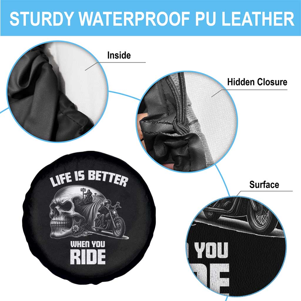 Funny Biker Skeleton Motorcycle Rider Spare Tire Cover Life Is Better When You Ride - Wonder Print Shop