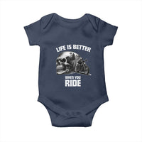 Funny Biker Skeleton Motorcycle Rider Baby Onesie Life Is Better When You Ride - Wonder Print Shop