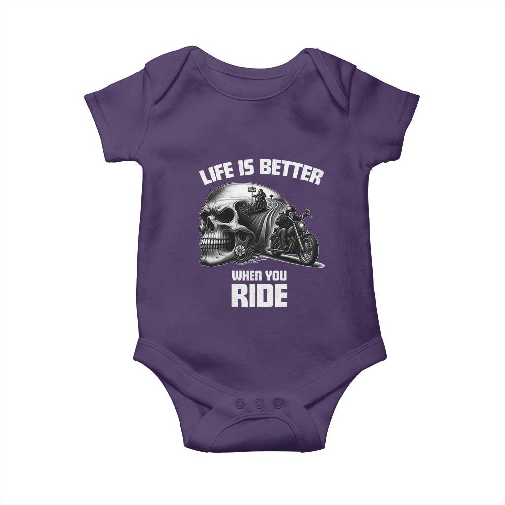 Funny Biker Skeleton Motorcycle Rider Baby Onesie Life Is Better When You Ride - Wonder Print Shop