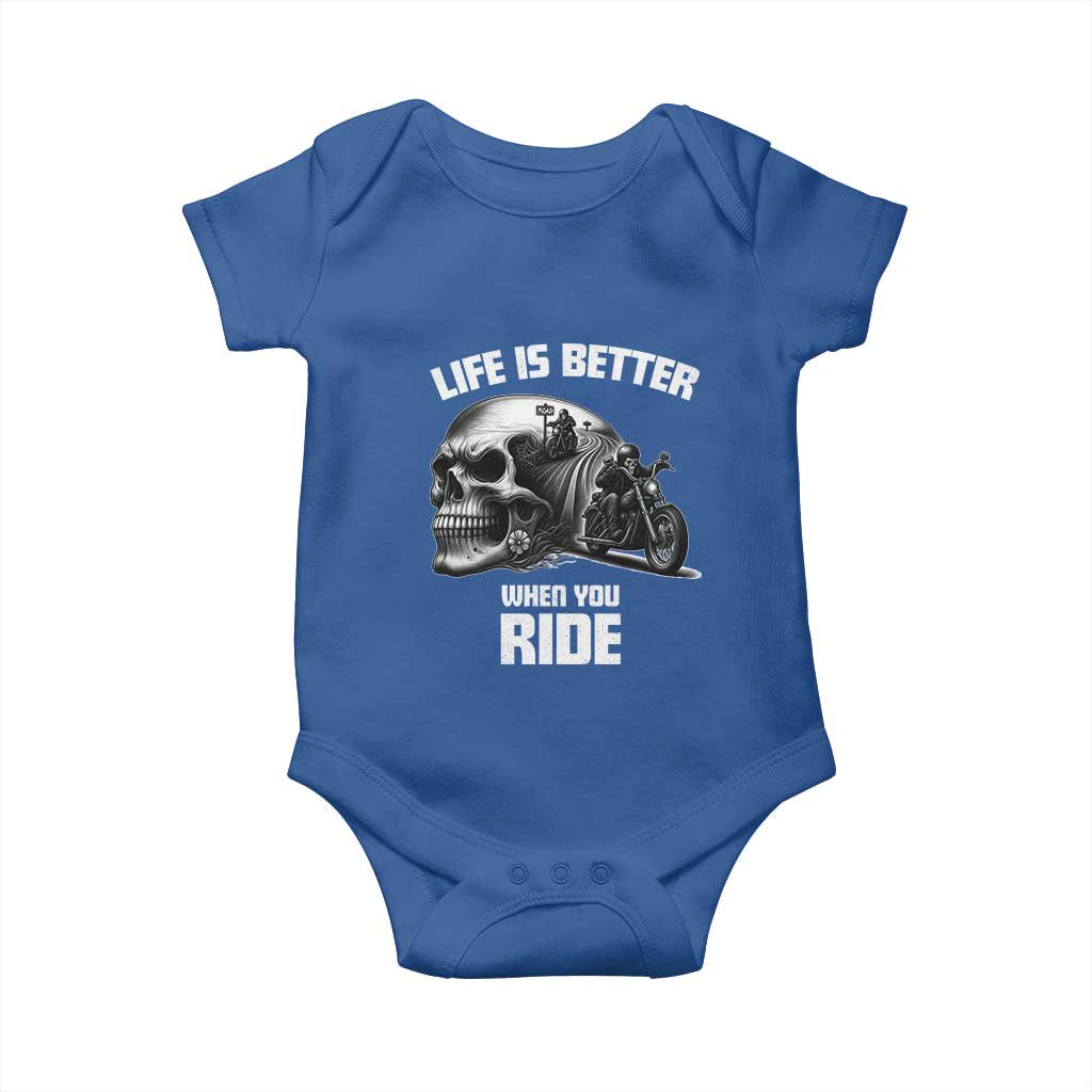 Funny Biker Skeleton Motorcycle Rider Baby Onesie Life Is Better When You Ride - Wonder Print Shop
