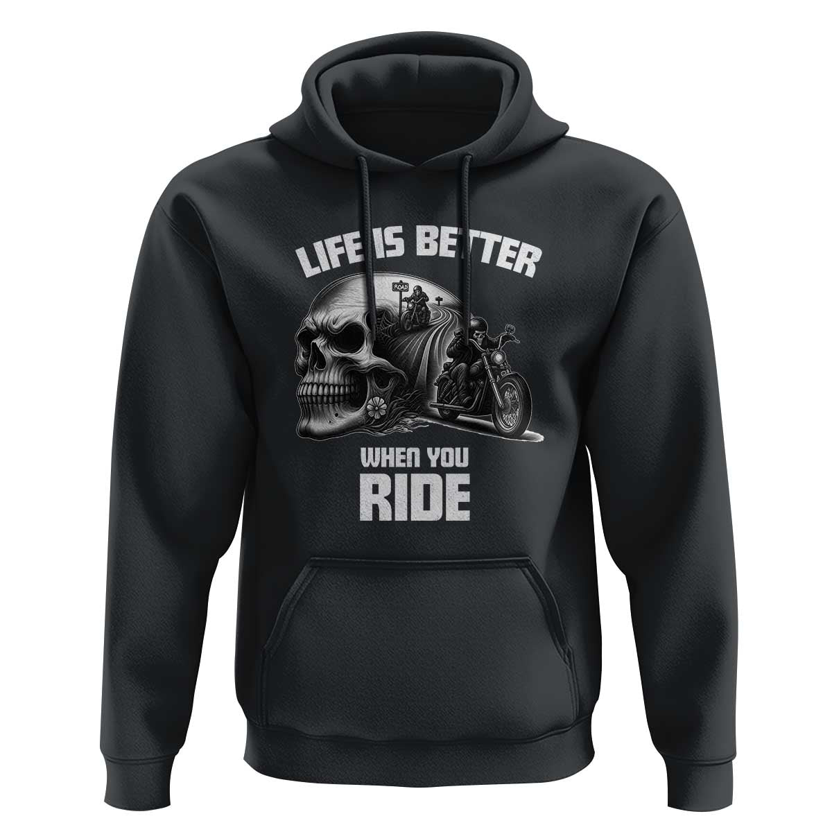 Funny Biker Skeleton Motorcycle Rider Hoodie Life Is Better When You Ride - Wonder Print Shop