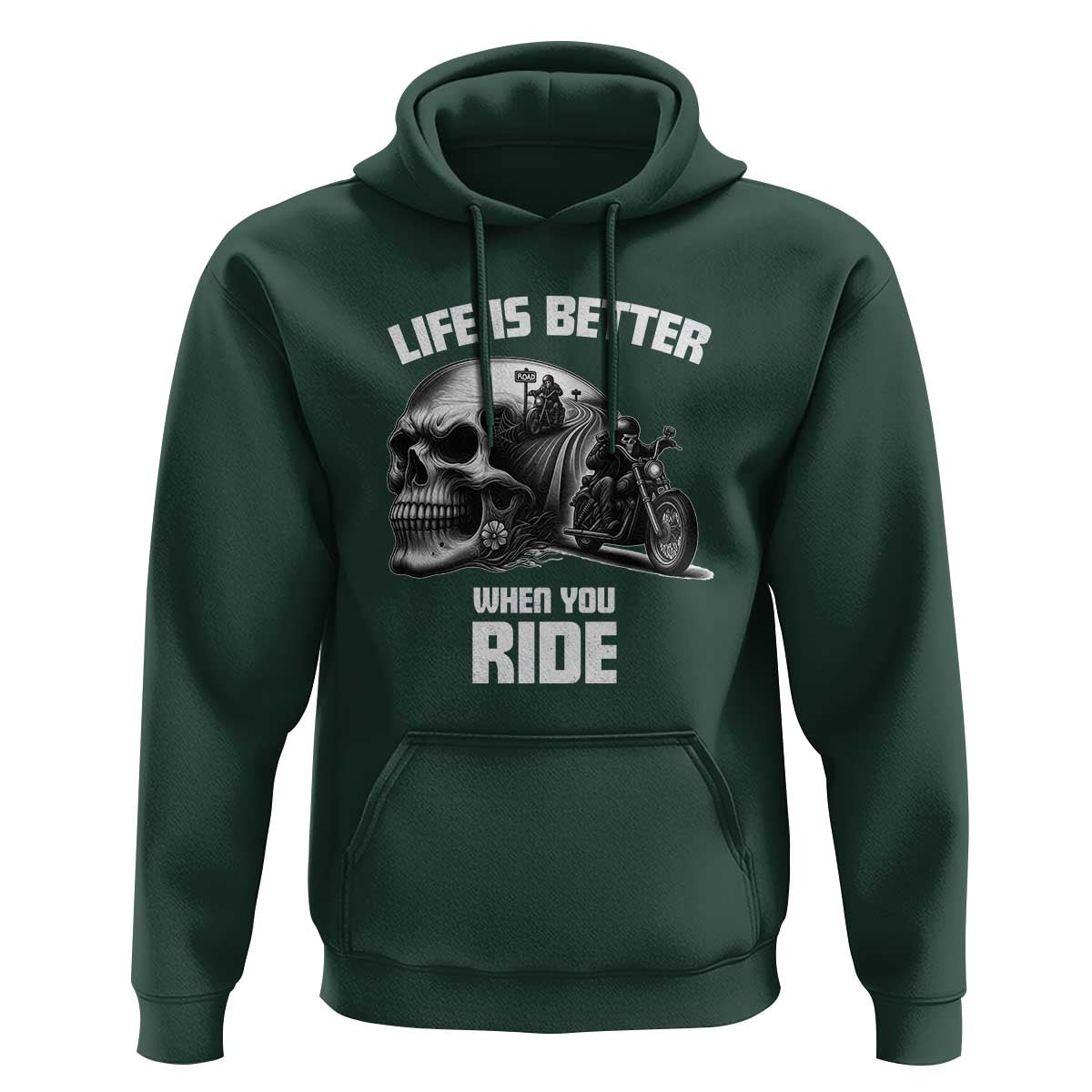 Funny Biker Skeleton Motorcycle Rider Hoodie Life Is Better When You Ride - Wonder Print Shop