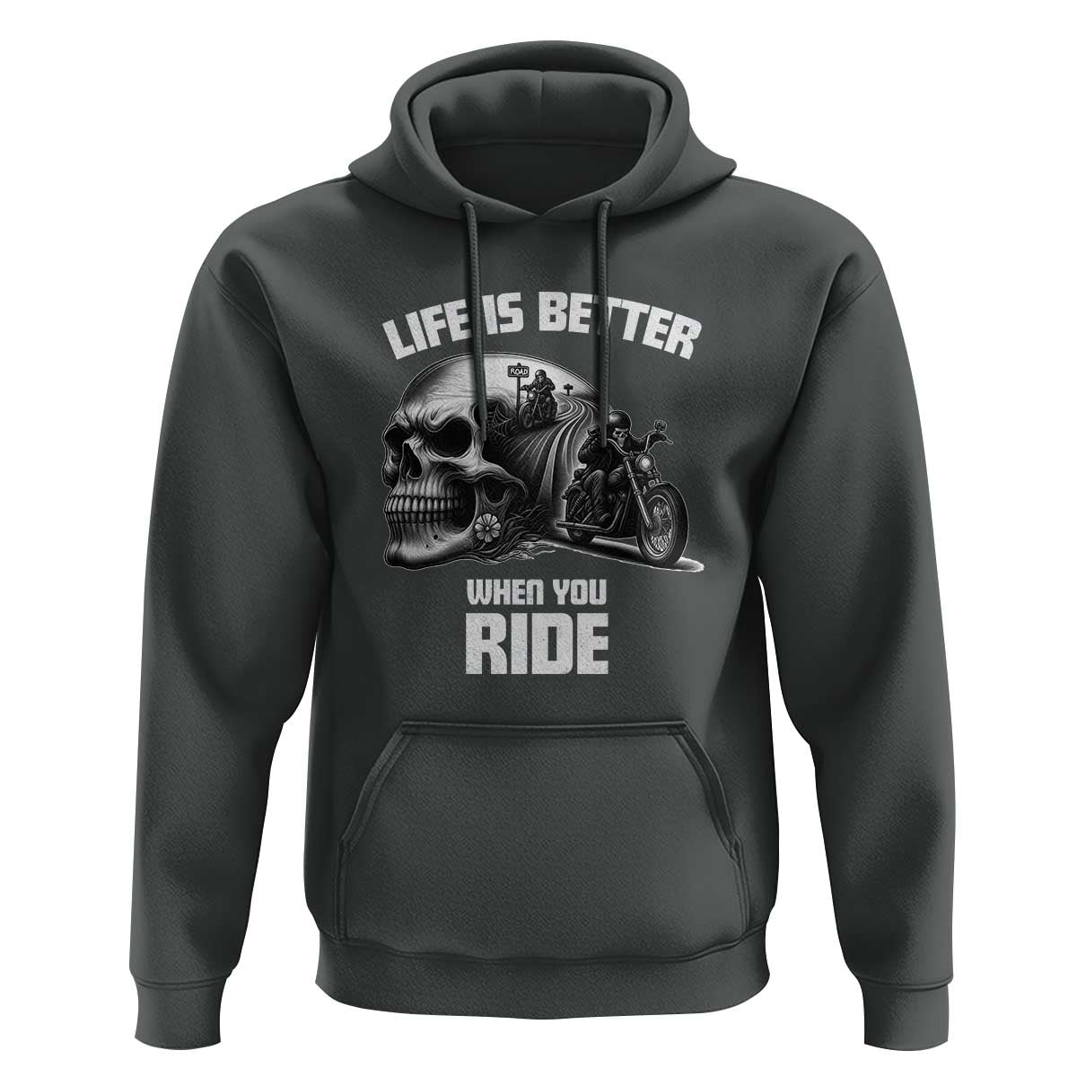 Funny Biker Skeleton Motorcycle Rider Hoodie Life Is Better When You Ride - Wonder Print Shop