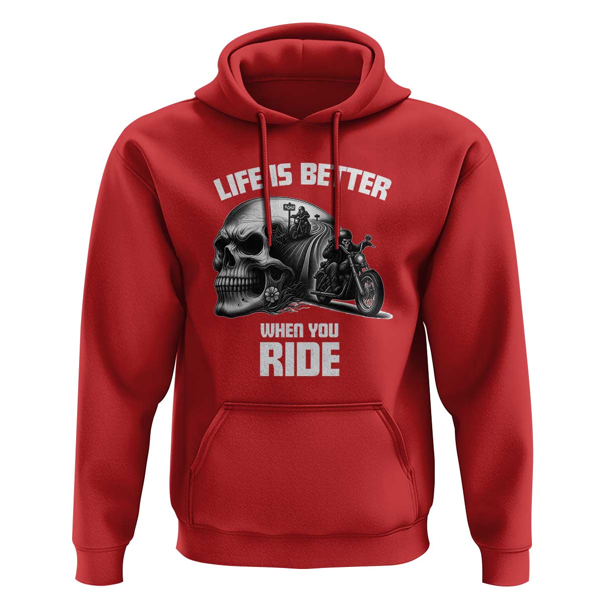 Funny Biker Skeleton Motorcycle Rider Hoodie Life Is Better When You Ride - Wonder Print Shop
