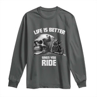 Funny Biker Skeleton Motorcycle Rider Long Sleeve Shirt Life Is Better When You Ride - Wonder Print Shop