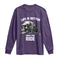 Funny Biker Skeleton Motorcycle Rider Long Sleeve Shirt Life Is Better When You Ride - Wonder Print Shop