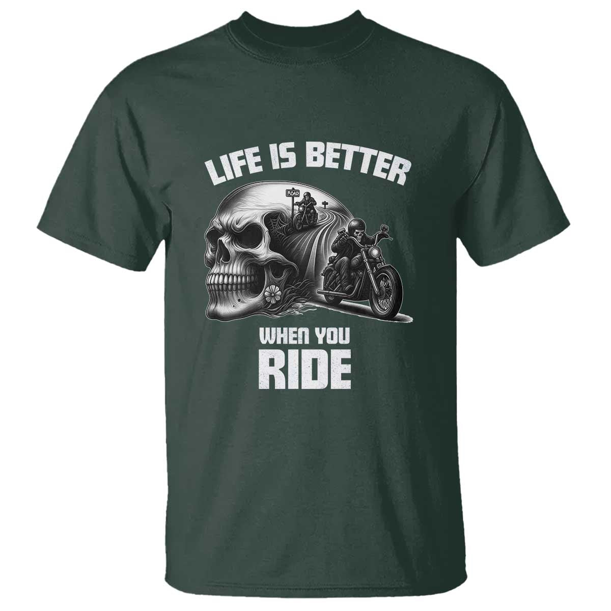 Funny Biker Skeleton Motorcycle Rider T Shirt Life Is Better When You Ride - Wonder Print Shop