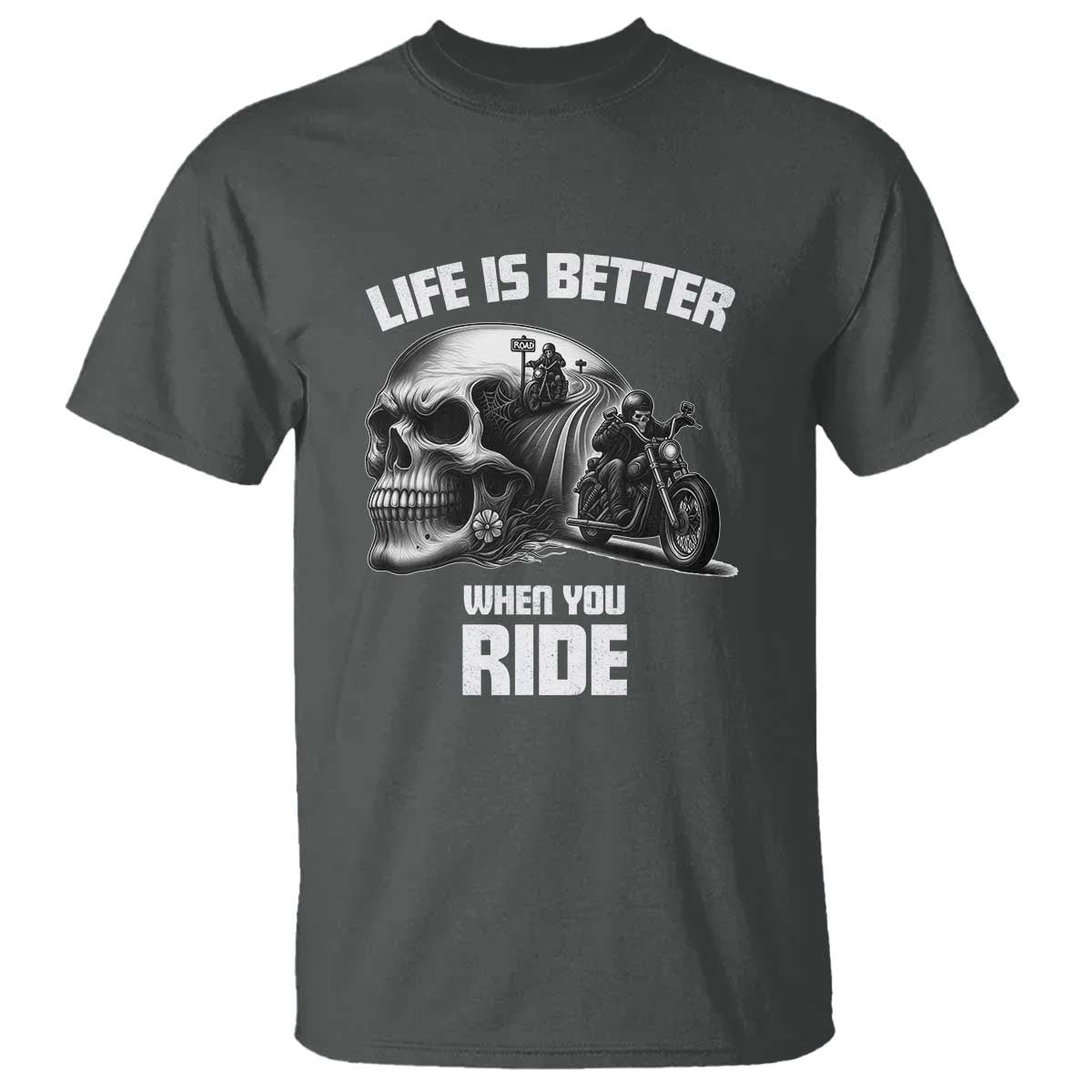 Funny Biker Skeleton Motorcycle Rider T Shirt Life Is Better When You Ride - Wonder Print Shop