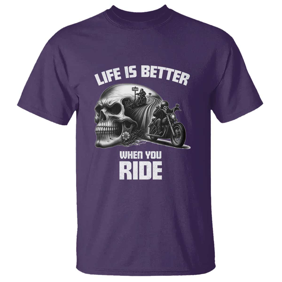 Funny Biker Skeleton Motorcycle Rider T Shirt Life Is Better When You Ride - Wonder Print Shop