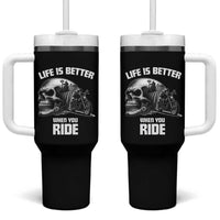 Funny Biker Skeleton Motorcycle Rider Tumbler With Handle Life Is Better When You Ride