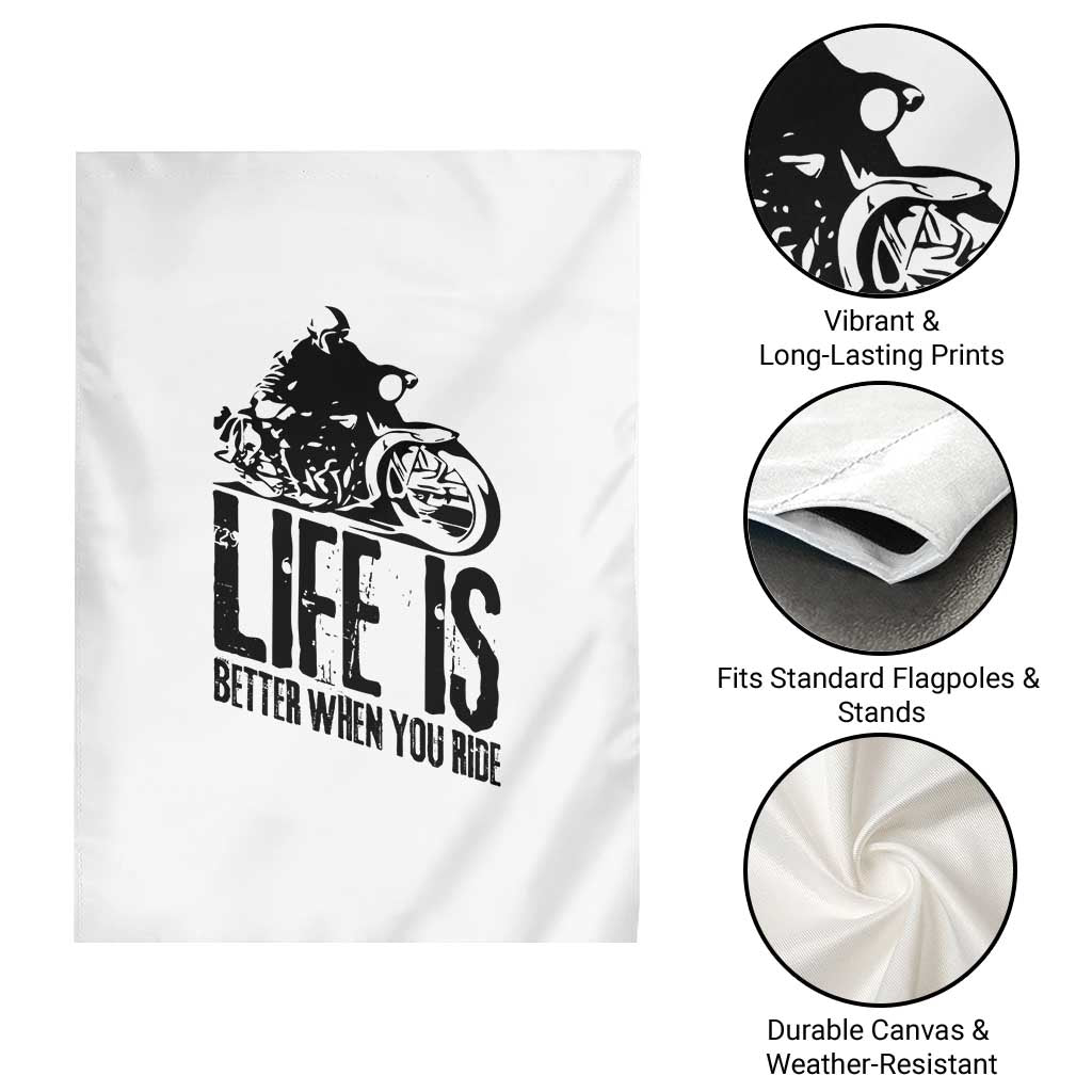 Funny Motorcycle Biker Garden Flag Life Is Better When You Ride - Wonder Print Shop