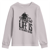 Funny Motorcycle Biker Youth Sweatshirt Life Is Better When You Ride - Wonder Print Shop