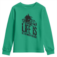 Funny Motorcycle Biker Youth Sweatshirt Life Is Better When You Ride - Wonder Print Shop