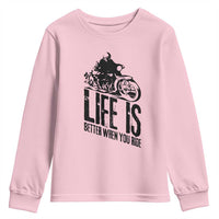 Funny Motorcycle Biker Youth Sweatshirt Life Is Better When You Ride - Wonder Print Shop