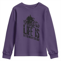 Funny Motorcycle Biker Youth Sweatshirt Life Is Better When You Ride - Wonder Print Shop