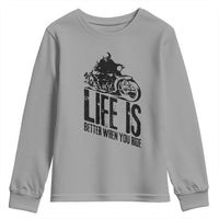 Funny Motorcycle Biker Youth Sweatshirt Life Is Better When You Ride - Wonder Print Shop