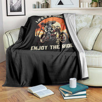 Funny Skeleton Mexican Motorcycle Biker Throw Blanket Life Is A Journey Enjoy the Ride - Wonder Print Shop