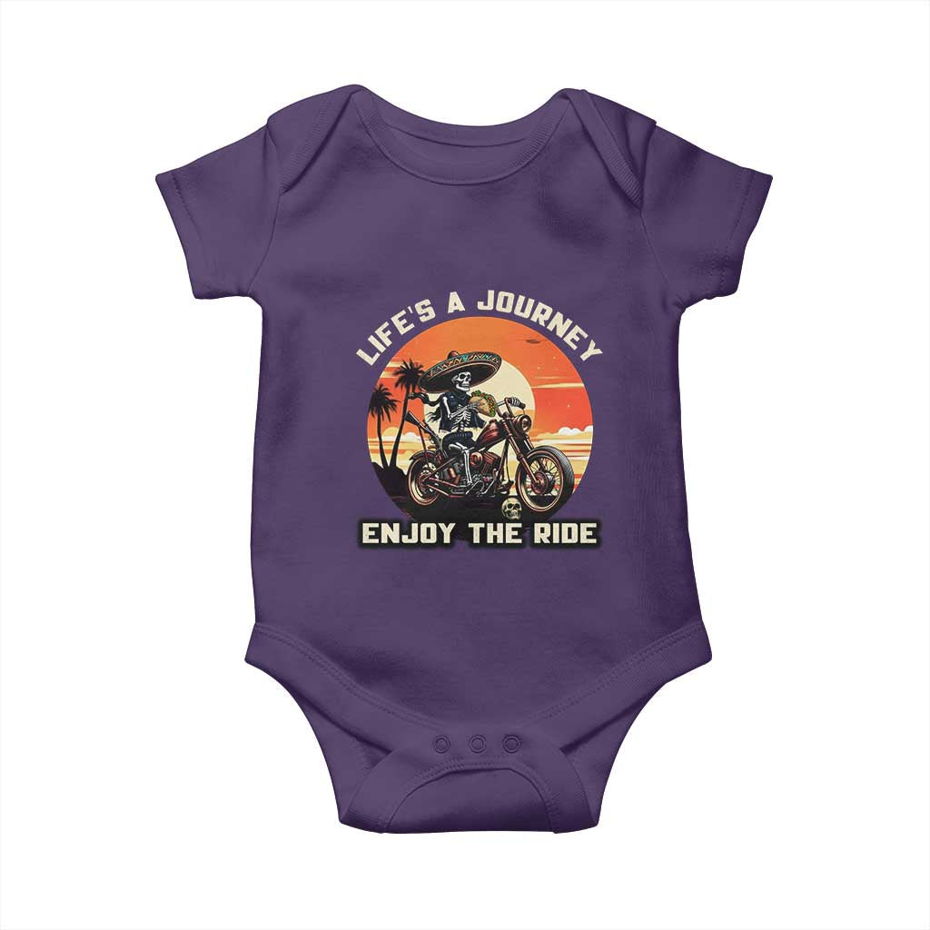 Funny Skeleton Mexican Motorcycle Biker Baby Onesie Life Is A Journey Enjoy the Ride - Wonder Print Shop