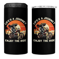 Funny Skeleton Mexican Motorcycle Biker 4 in 1 Can Cooler Tumbler Life Is A Journey Enjoy the Ride