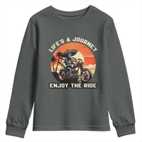 Funny Skeleton Mexican Motorcycle Biker Youth Sweatshirt Life Is A Journey Enjoy the Ride - Wonder Print Shop