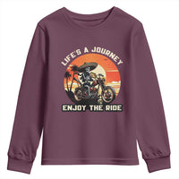 Funny Skeleton Mexican Motorcycle Biker Youth Sweatshirt Life Is A Journey Enjoy the Ride - Wonder Print Shop