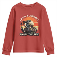 Funny Skeleton Mexican Motorcycle Biker Youth Sweatshirt Life Is A Journey Enjoy the Ride - Wonder Print Shop