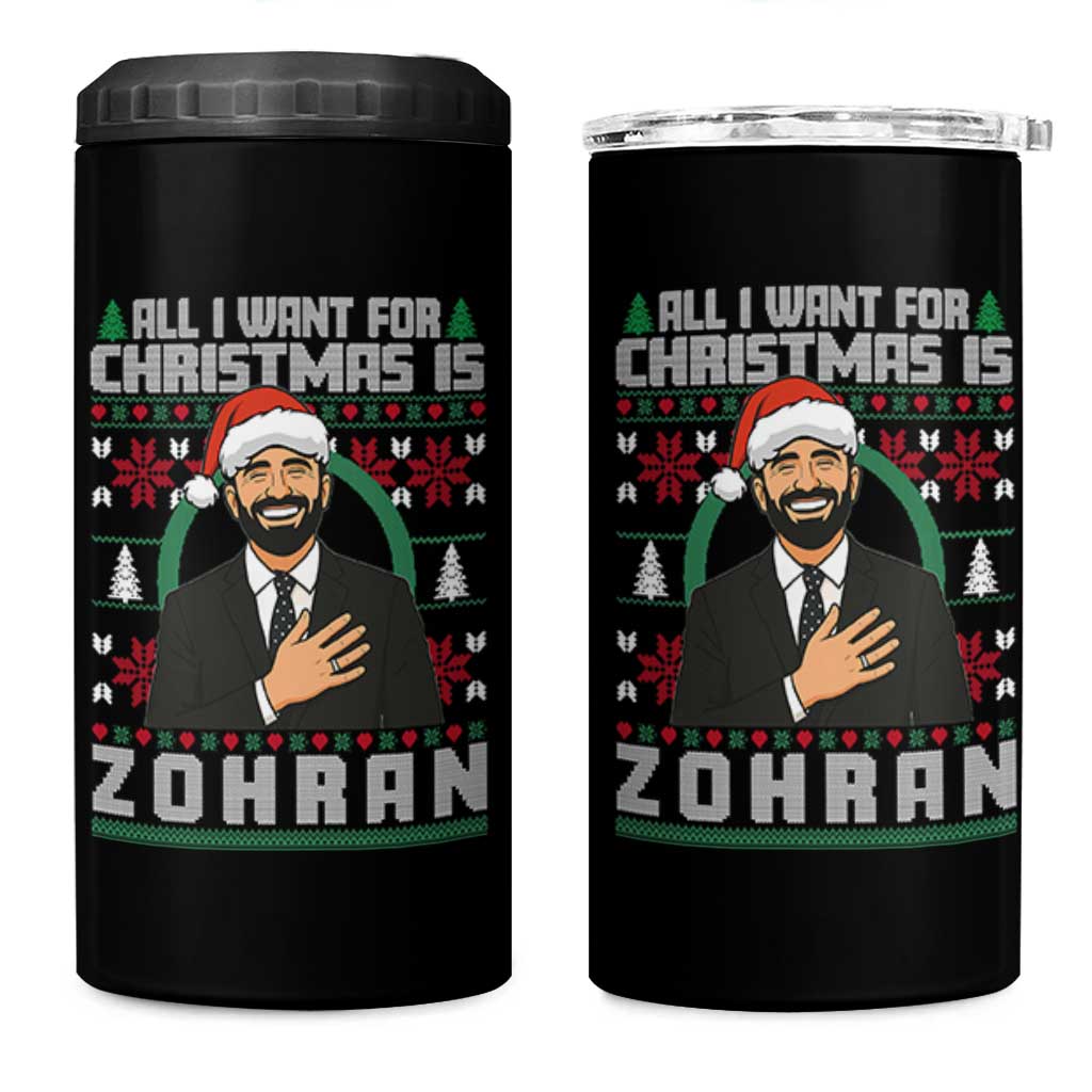 Zohran Mamdani Christmas 4 in 1 Can Cooler Tumbler All I Want For Xmas Is New York City - Wonder Print Shop