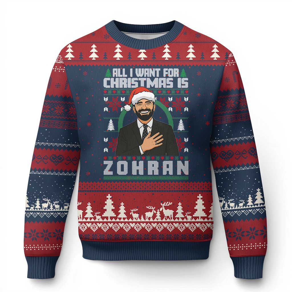 Zohran Mamdani Xmas Ugly Christmas Sweater All I Want For Xmas Is New York City - Wonder Print Shop