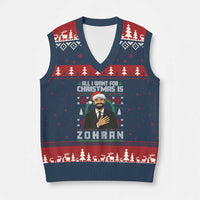 Zohran Mamdani Xmas V-Neck Knit Sweater Vest All I Want For Xmas Is New York City - Wonder Print Shop