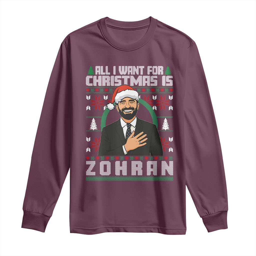 Zohran Mamdani Christmas Long Sleeve Shirt All I Want For Xmas Is New York City - Wonder Print Shop
