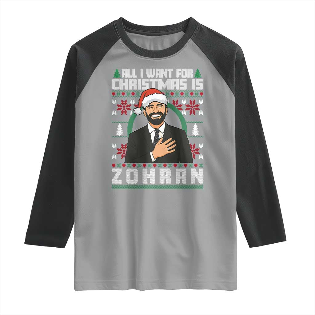 Zohran Mamdani Christmas Raglan Shirt All I Want For Xmas Is New York City - Wonder Print Shop