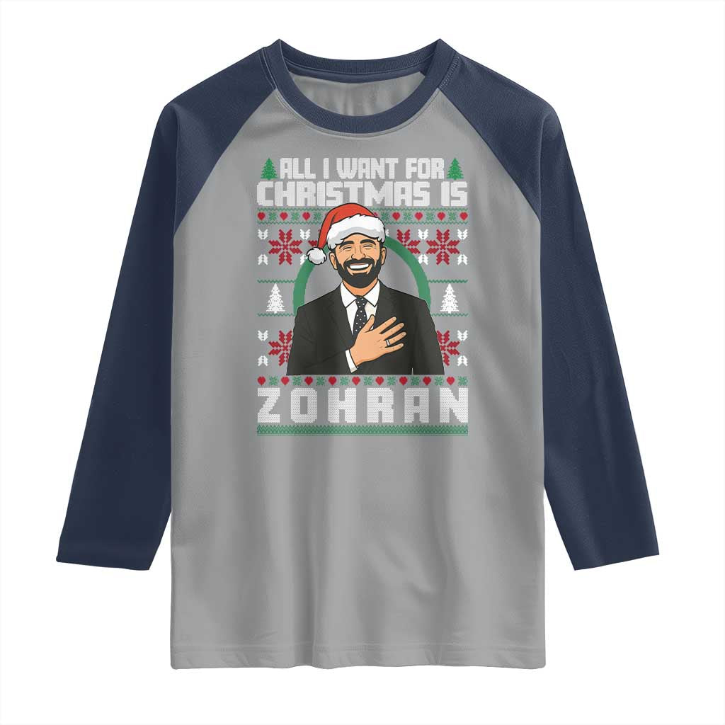 Zohran Mamdani Christmas Raglan Shirt All I Want For Xmas Is New York City - Wonder Print Shop