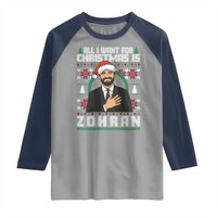 Zohran Mamdani Christmas Raglan Shirt All I Want For Xmas Is New York City - Wonder Print Shop