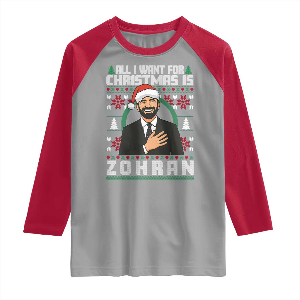 Zohran Mamdani Christmas Raglan Shirt All I Want For Xmas Is New York City - Wonder Print Shop