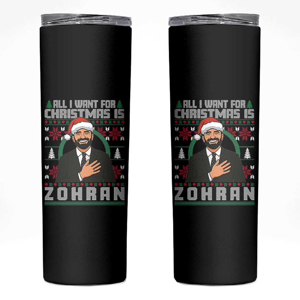 Zohran Mamdani Christmas Skinny Tumbler All I Want For Xmas Is New York City - Wonder Print Shop