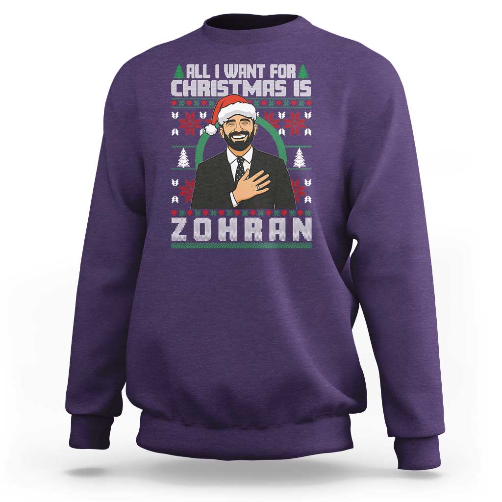 Zohran Mamdani Christmas Sweatshirt All I Want For Xmas Is New York City - Wonder Print Shop