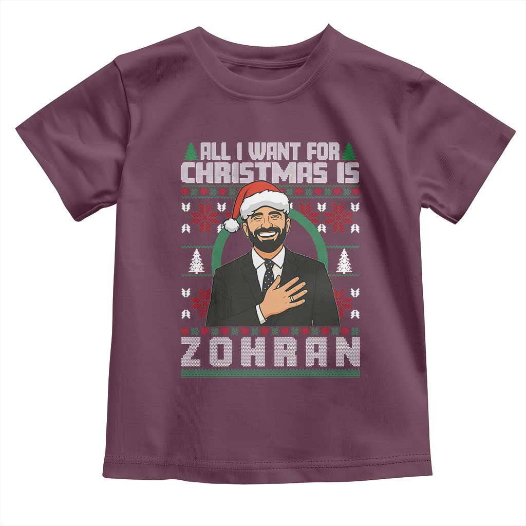 Zohran Mamdani Christmas Toddler T Shirt All I Want For Xmas Is New York City - Wonder Print Shop