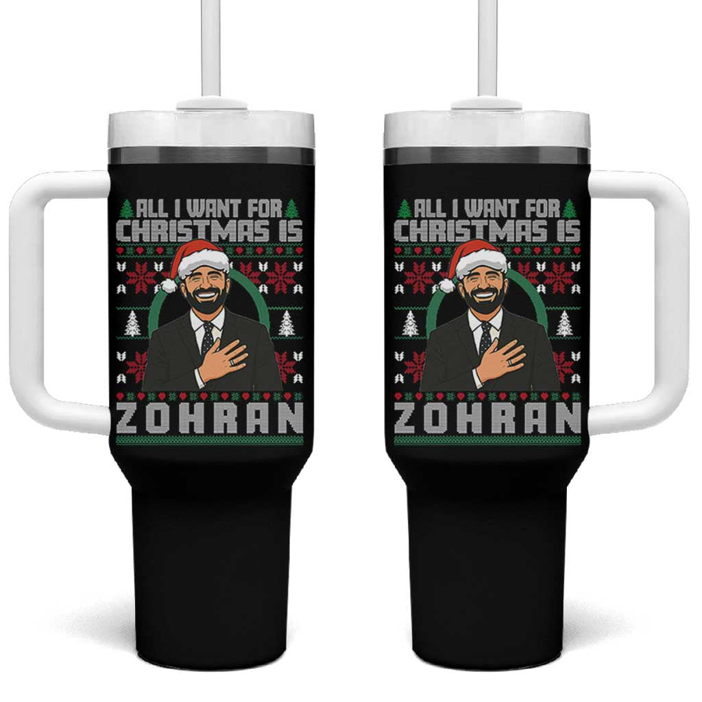 Zohran Mamdani Christmas Tumbler With Handle All I Want For Xmas Is New York City - Wonder Print Shop
