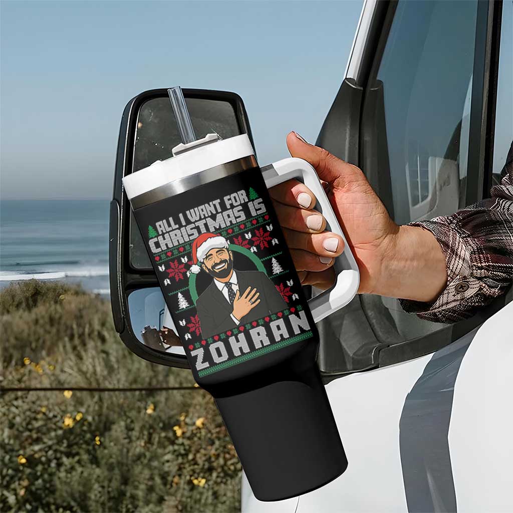 Zohran Mamdani Christmas Tumbler With Handle All I Want For Xmas Is New York City - Wonder Print Shop