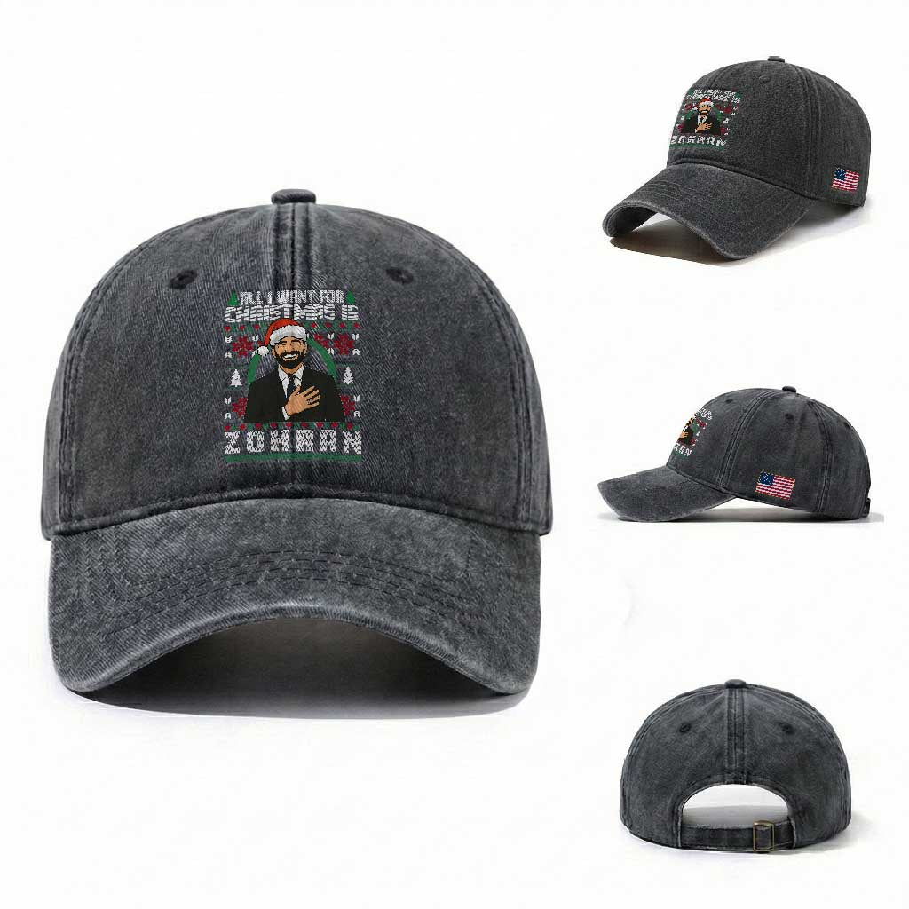 Zohran Mamdani Christmas Washed Cotton Baseball Cap All I Want For Xmas Is New York City