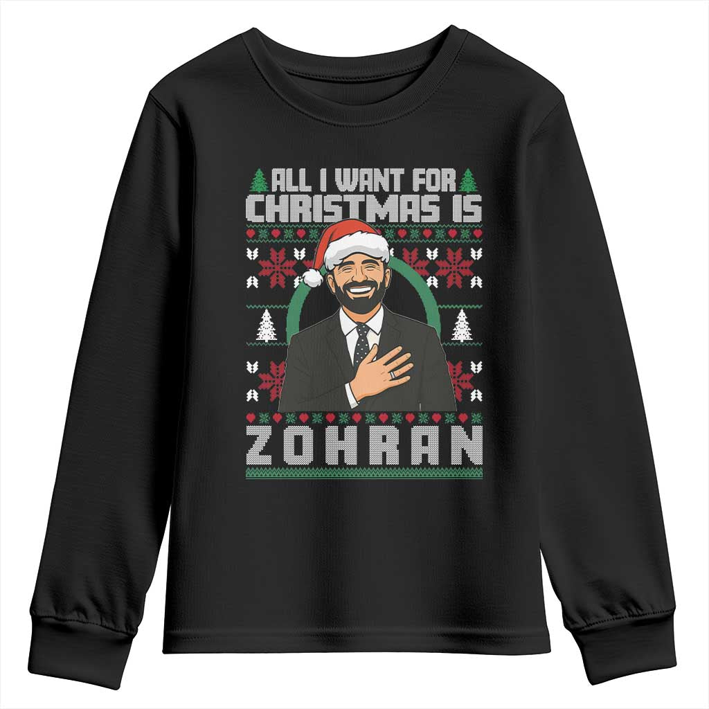 Zohran Mamdani Christmas Youth Sweatshirt All I Want For Xmas Is New York City - Wonder Print Shop