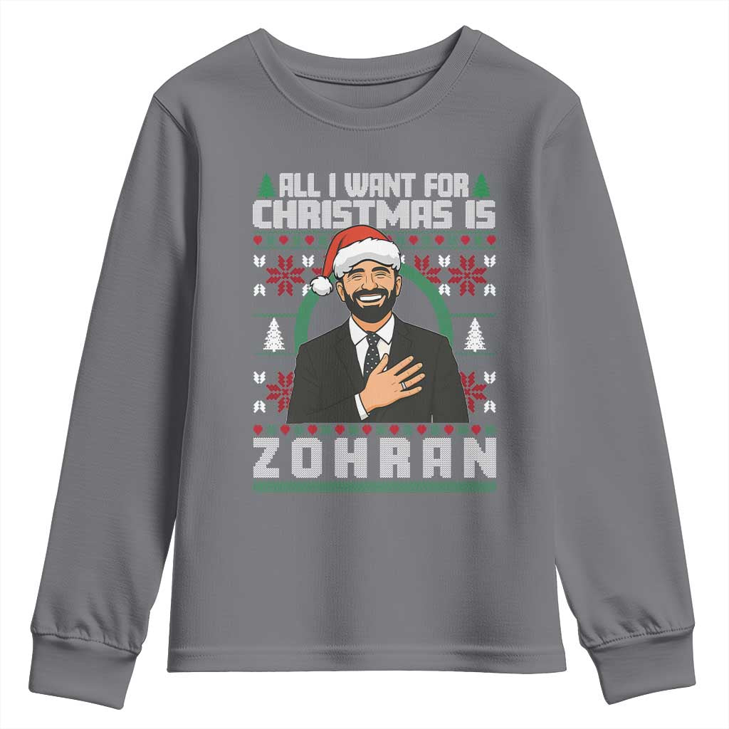Zohran Mamdani Christmas Youth Sweatshirt All I Want For Xmas Is New York City - Wonder Print Shop