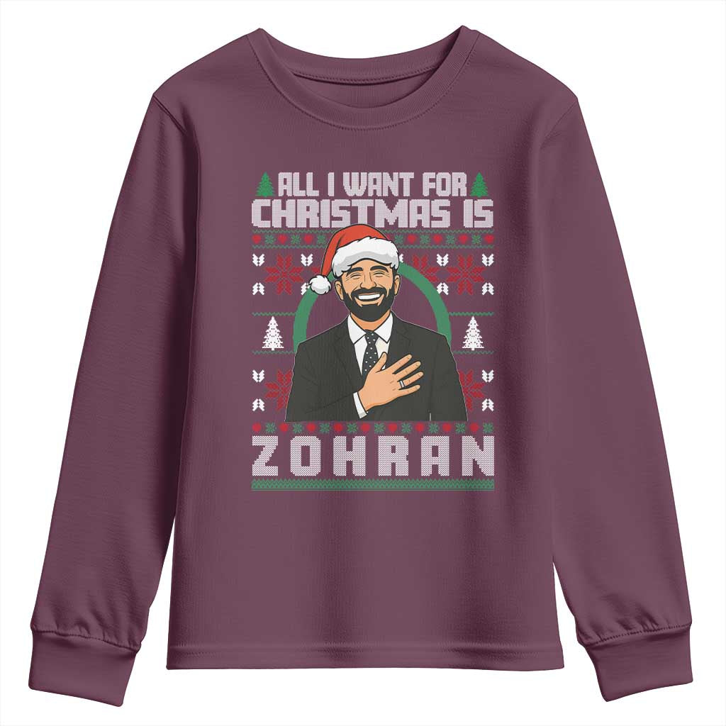 Zohran Mamdani Christmas Youth Sweatshirt All I Want For Xmas Is New York City - Wonder Print Shop